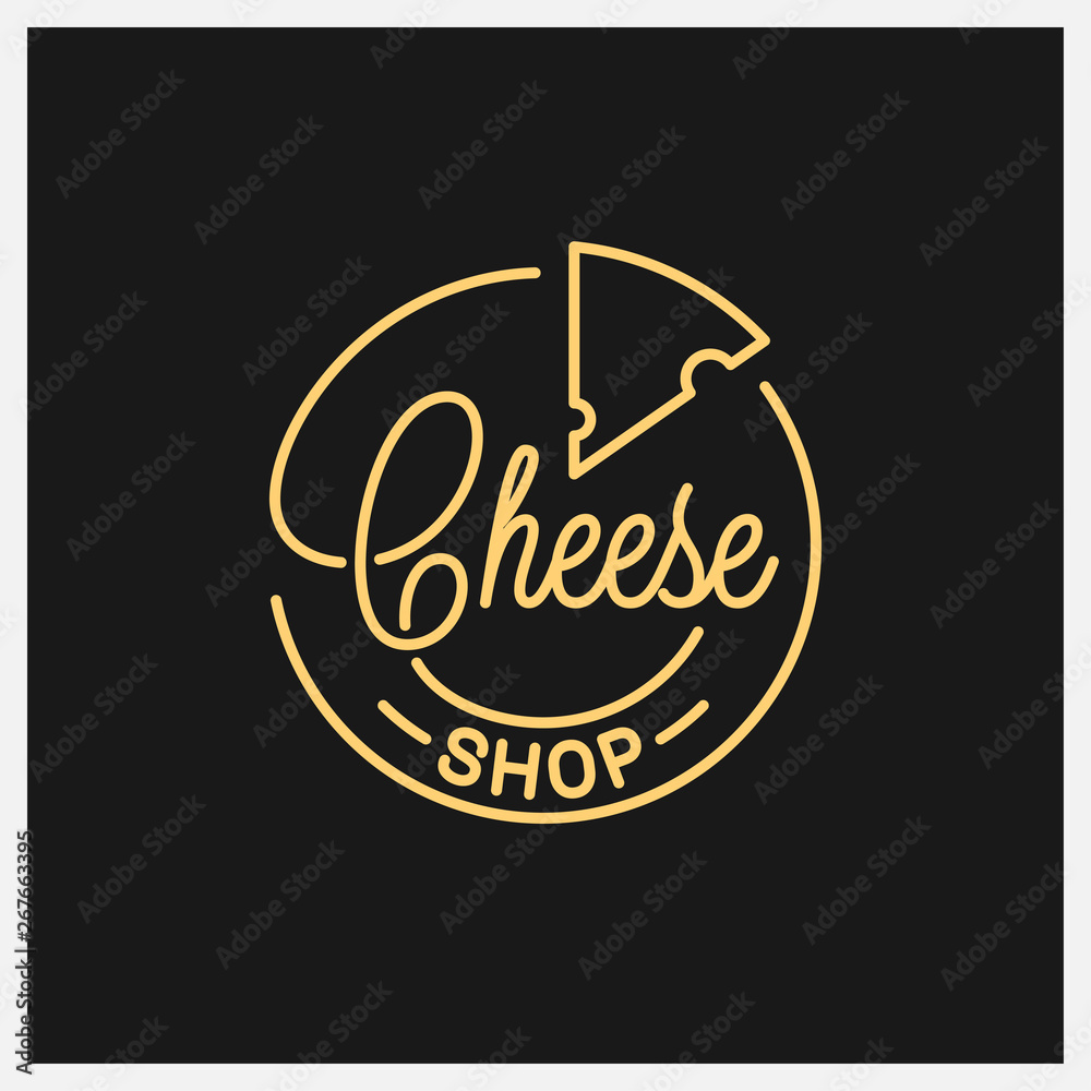 Cheese shop logo. Round linear logo of cheese Stock Vector Adobe Stock