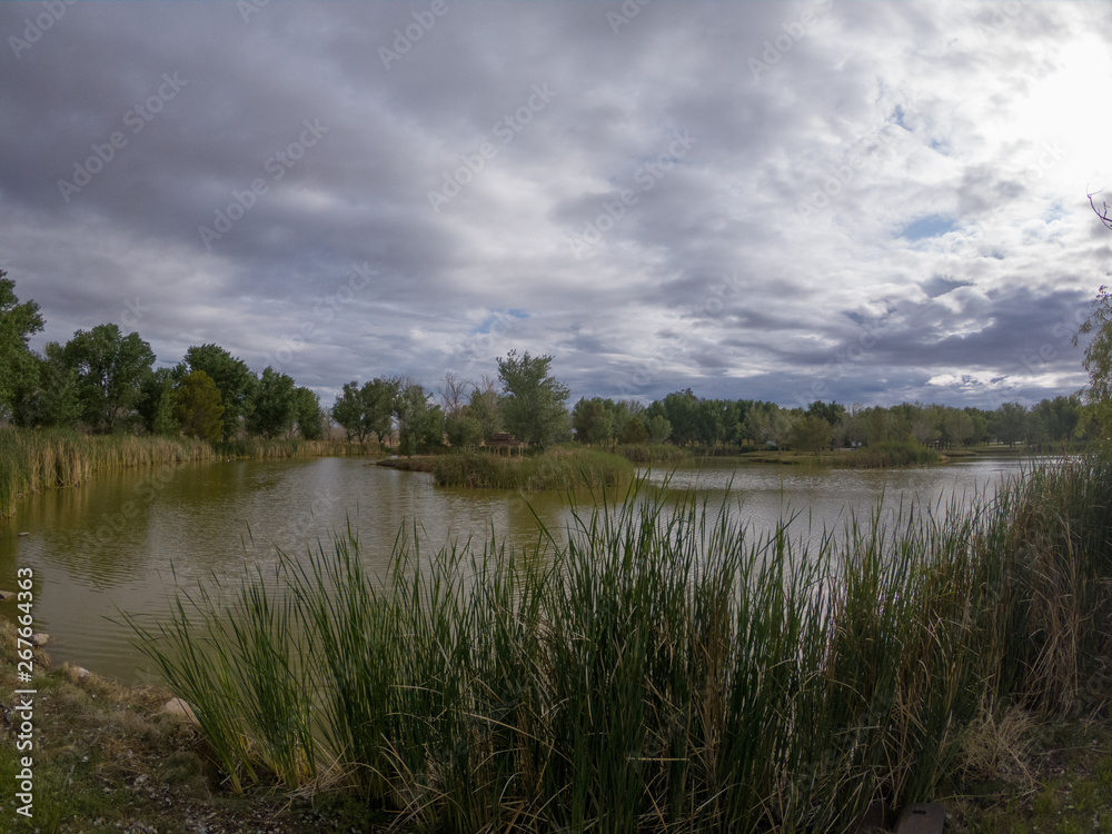 landscape with lake and clouds