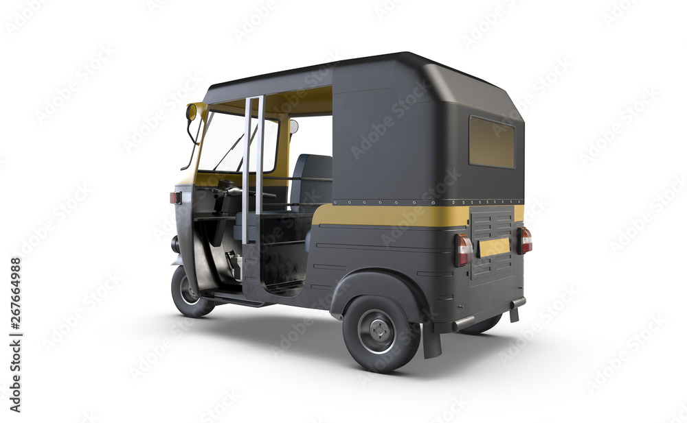 Fototapeta premium 3D render of Autorickshaw isolated on white background.