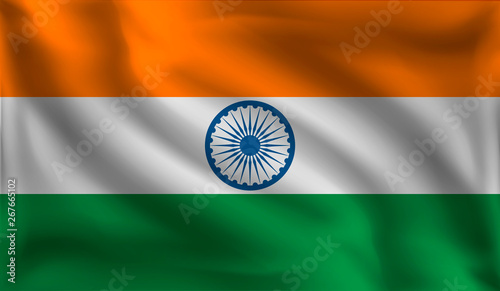 Waving India flag, the flag of India, vector illustration