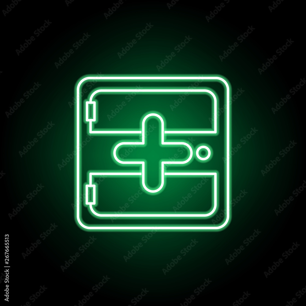 Fototapeta premium Medical, emergency kit icon in neon style. Element of medicine illustration. Signs and symbols icon can be used for web, logo, mobile app, UI, UX