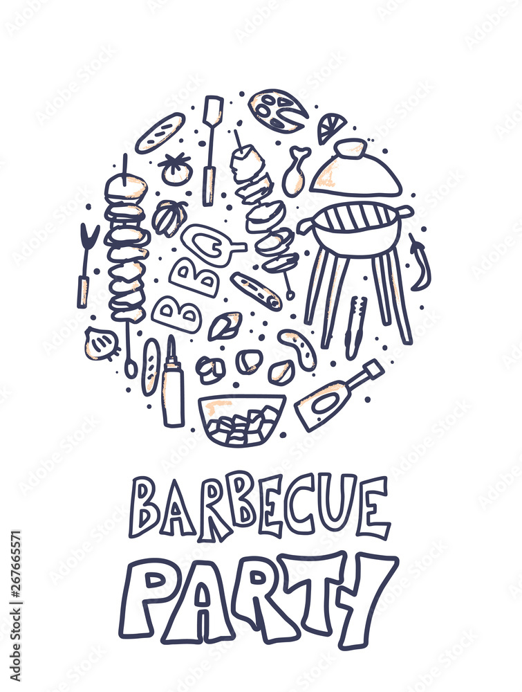 Barbecue composition. Vector design.