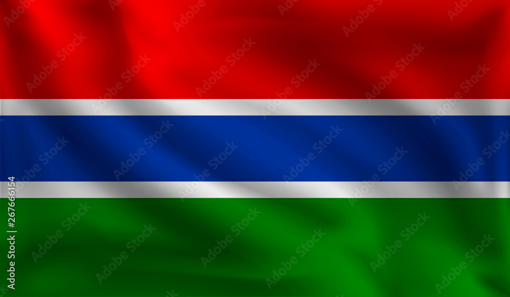 Fototapeta premium Macha flagą Gambii, flaga Gambii, ilustracji wektorowych