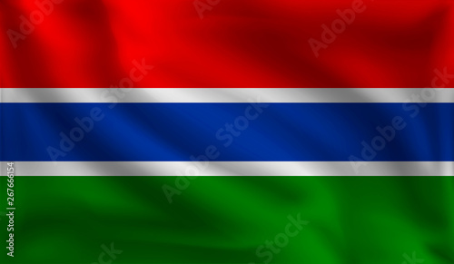 Waving Gambia flag, the flag of Gambia, vector illustration © Andrey Prokhorov