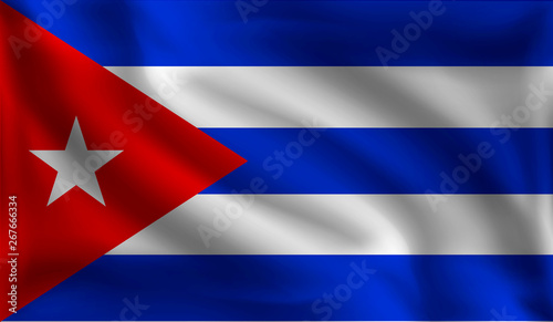 Waving Cuban flag, the flag of Cuba, vector illustration