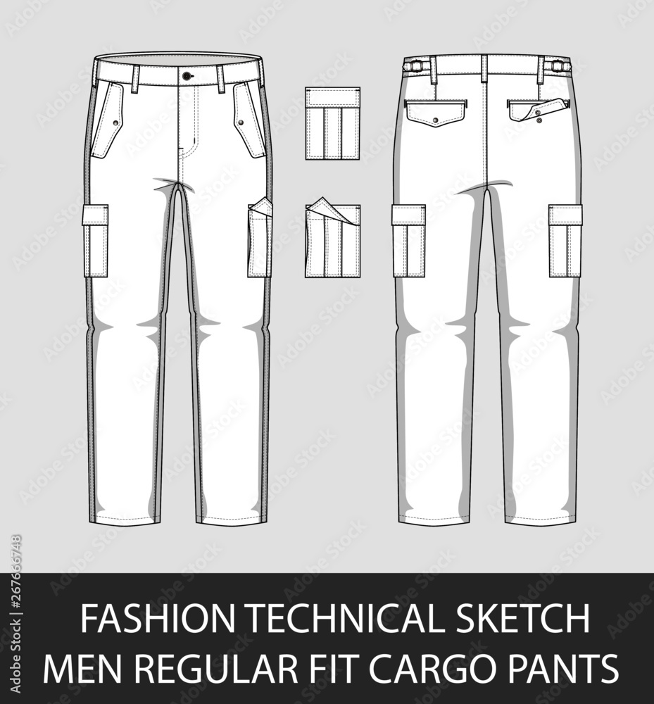 Technical Sketch Mens Cargo Pants Soft Stock Vector Royalty Free  1724674681  Shutterstock