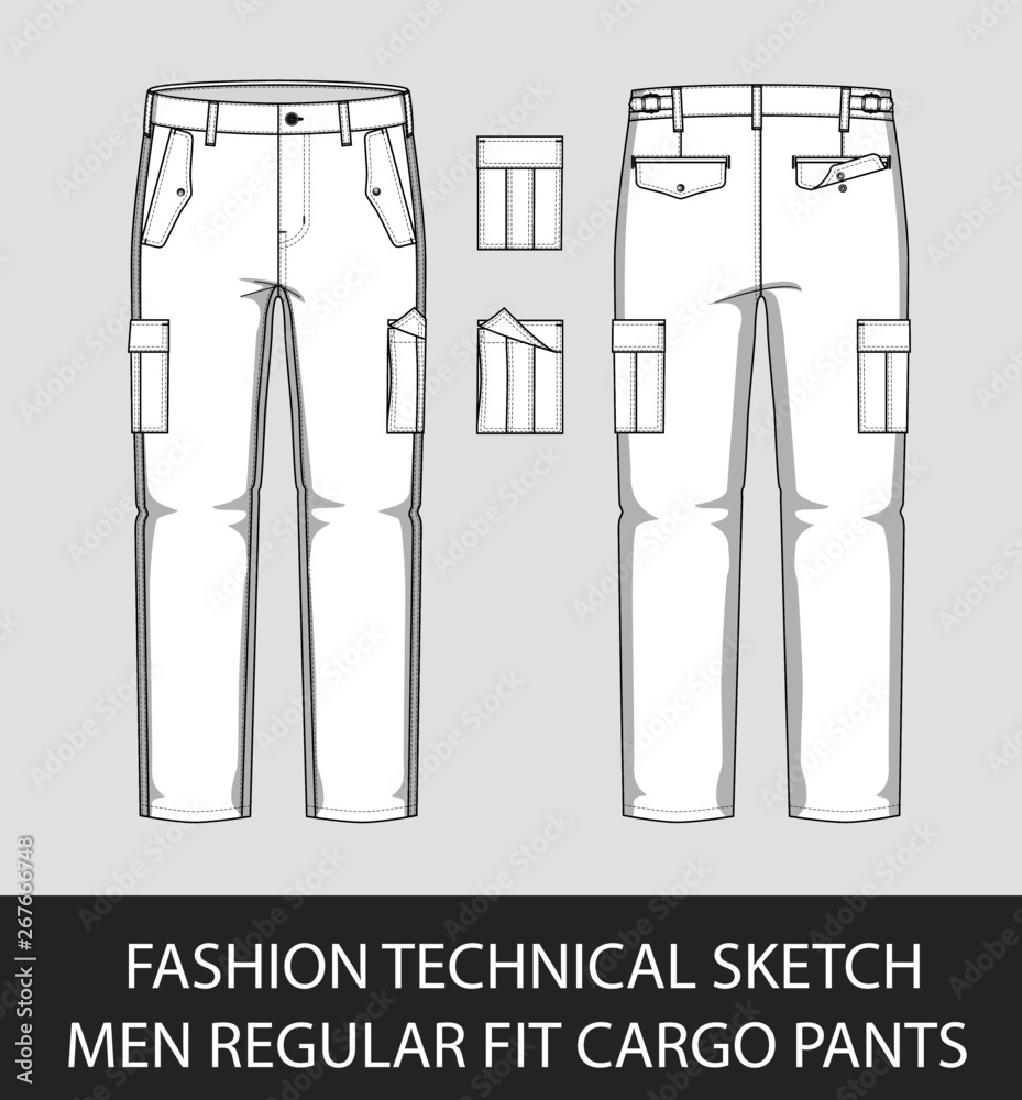 Αυτοκόλλητο Fashion technical sketch men regular fit cargo pants