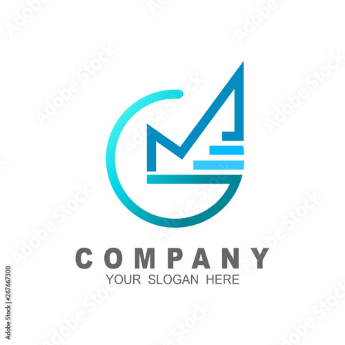 Letter m logo circle frame monogram, line and letter m, fast and delivery express