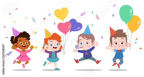 happy kids birthday vector illustration isolated