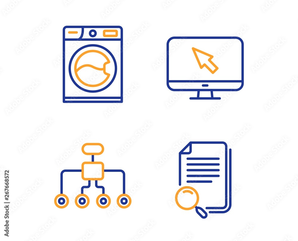Washing machine, Internet and Restructuring icons simple set. Search file sign. Laundry service, Monitor with cursor, Delegate. Find document. Business set. Linear washing machine icon. Vector Washing machine, Internet and Restructuring icons simple set. Search file sign. Laundry service, Monitor with cursor, Delegate. Find document. Business set. Linear washing machine icon. Vector