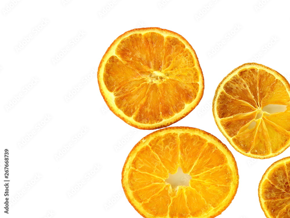 Dried orange slices isolated on white background. Dried orange slices isolated on white background.