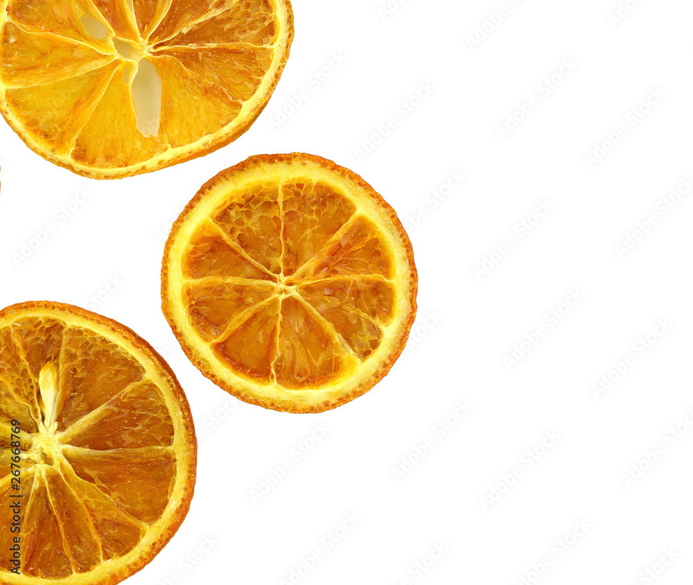 Dried orange slices isolated on white background. Dried orange slices isolated on white background.