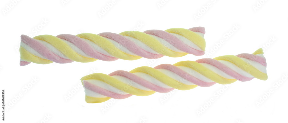 Colorful marshmallows candy isolated on white background. Close-up image of fluffy colored marshmallow isolated over white. Colorful marshmallows candy isolated on white background. Close-up image of fluffy colored marshmallow isolated over white.