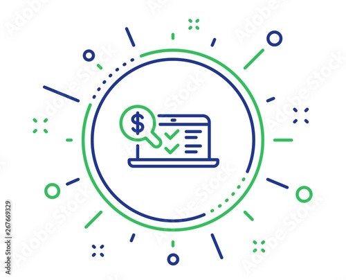 Online accounting line icon. Audit sign. Check finance symbol. Quality design elements. Technology online accounting button. Editable stroke. Vector
