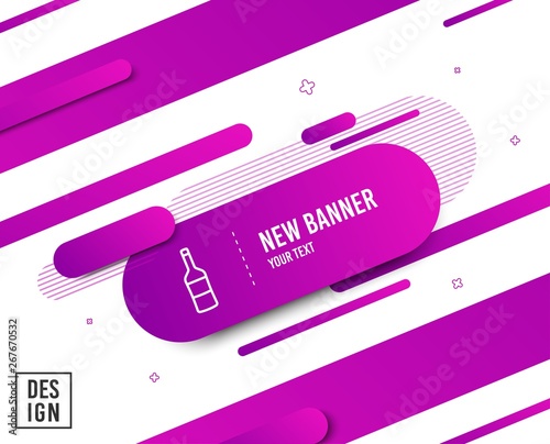 Wine bottle line icon. Merlot or Cabernet Sauvignon sign. Diagonal abstract banner. Linear wine icon. Geometric line shapes. Vector