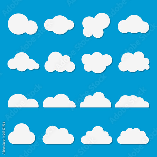 Clouds icon set, Vector isolated flat design illustration of clouds collection