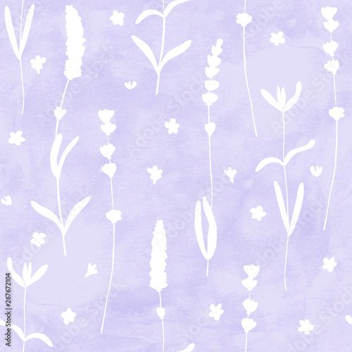 Lavender flowers white silh...