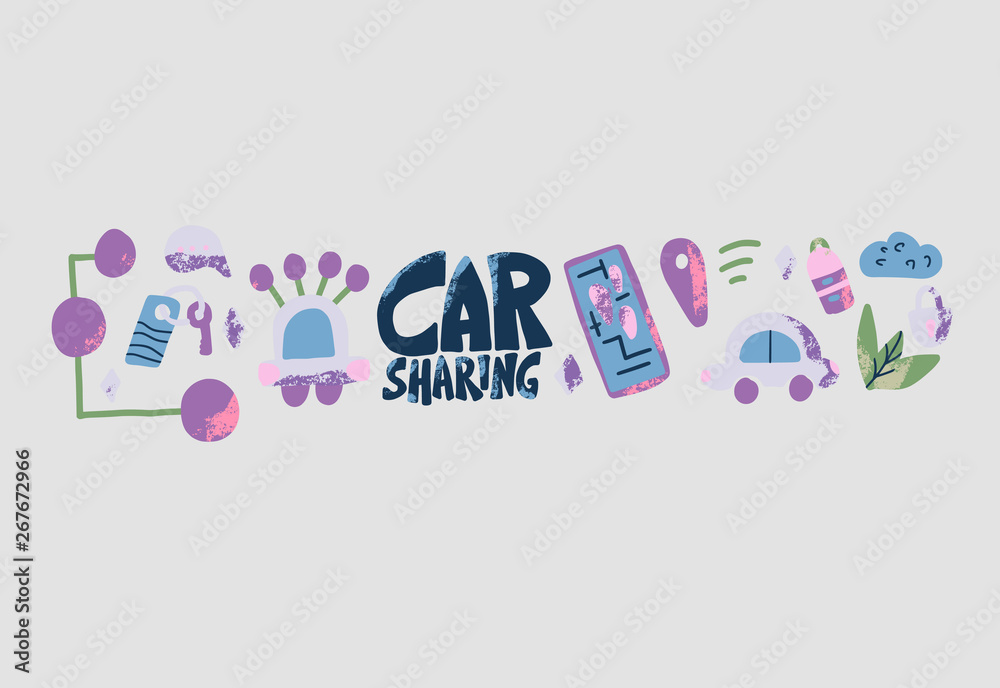 Car sharing concept. Vector illustration.