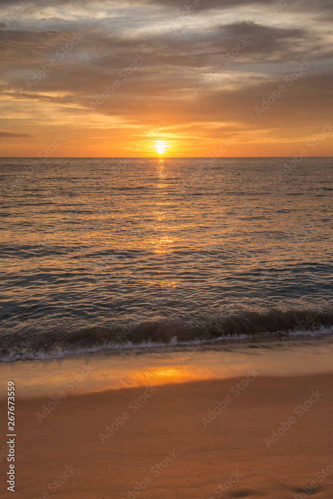 Beautiful sunset in the pacific ocean, at Punta Lobos Beach, Todos Santos, Baja California Sur, Mexico