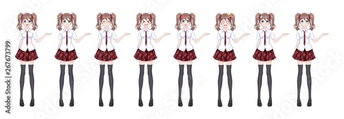 Anime manga schoolgirl plaid red skirt tie pattern