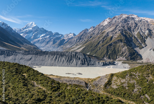 Mueller Lake with Mt Cook in Mt Cook National Park, South Island, New Zealand