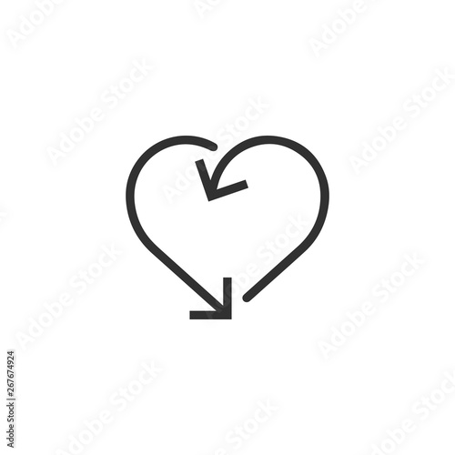 heart made out of arrows, heart arrow frameicon. Criss cross hipster arrows. Vector illustration isolated on white background. photo