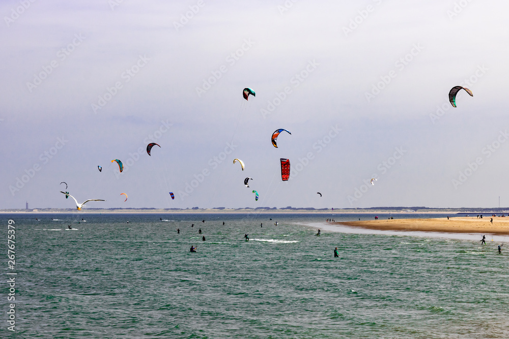 Kitesurfer at a bay area