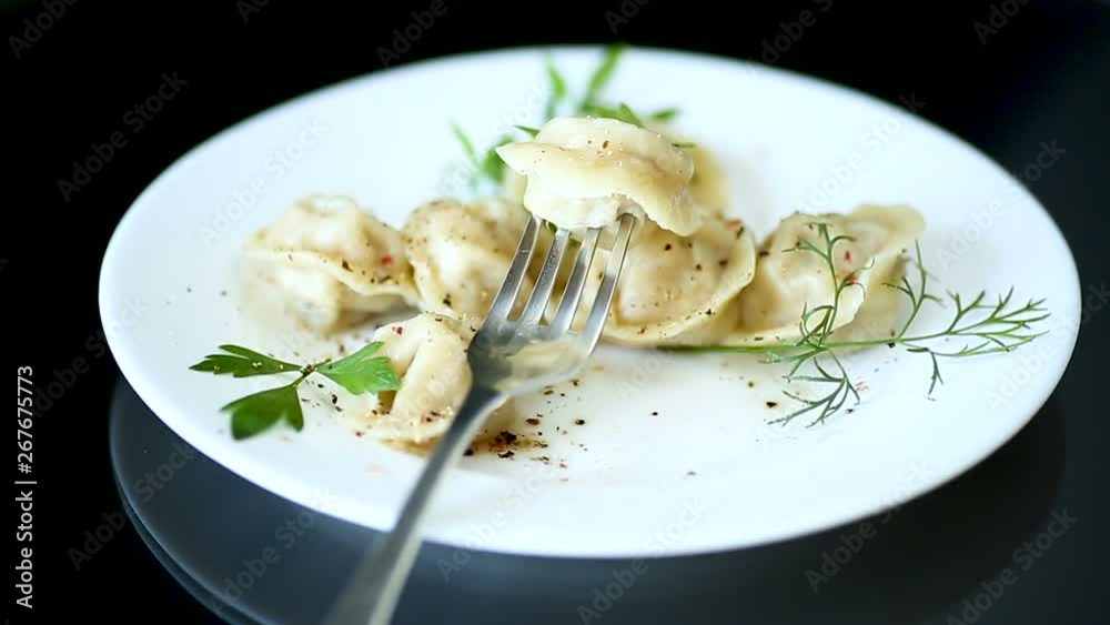 boiled dumplings with meat and spices in a plate boiled dumplings with meat and spices in a plate