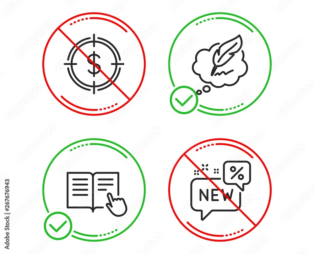 Do or Stop. Read instruction, Dollar target and Copyright chat icons simple set. New sign. Opened book, Aim with usd, Speech bubble. Discount. Line read instruction do icon. Prohibited ban stop Do or Stop. Read instruction, Dollar target and Copyright chat icons simple set. New sign. Opened book, Aim with usd, Speech bubble. Discount. Line read instruction do icon. Prohibited ban stop