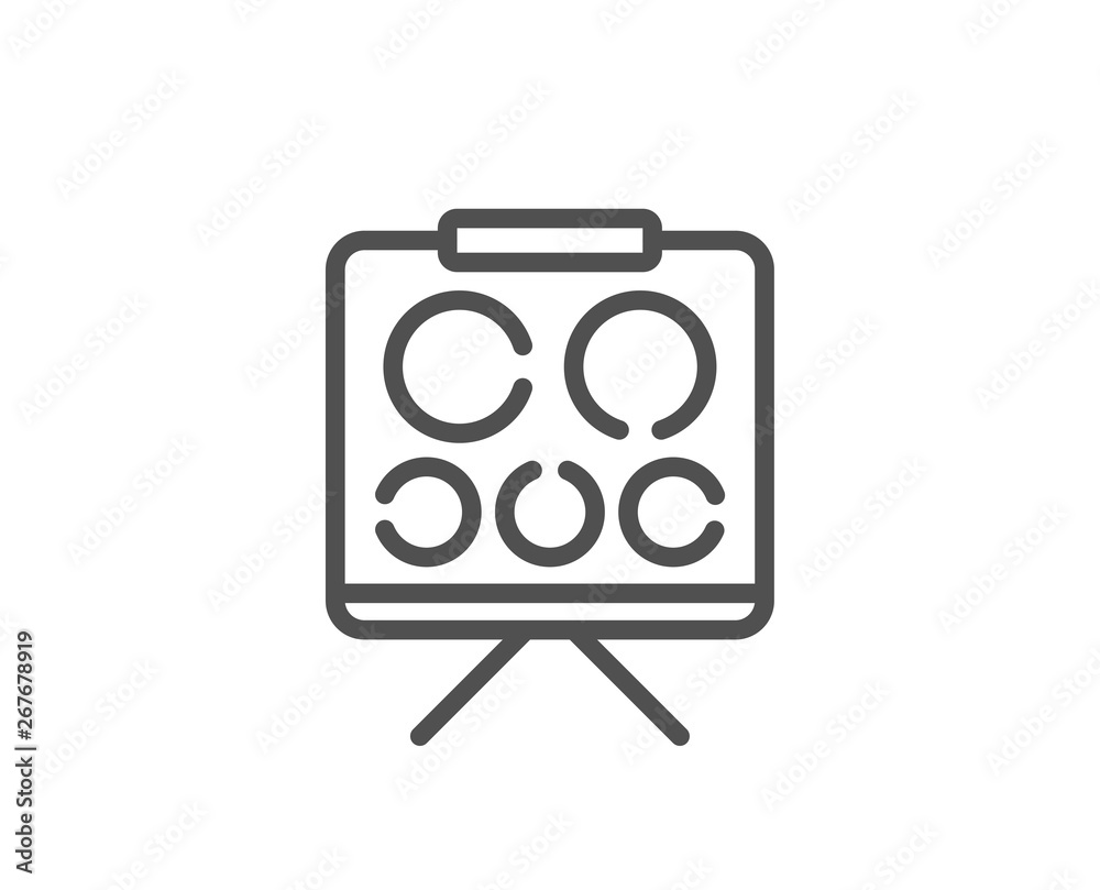 Vision board line icon. Oculist eye clinic sign. Optometry symbol. Quality design element. Linear style vision board icon. Editable stroke. Vector Vision board line icon. Oculist eye clinic sign. Optometry symbol. Quality design element. Linear style vision board icon. Editable stroke. Vector
