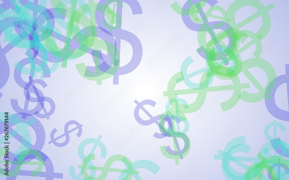 Multicolored translucent dollar signs on white background. 3D illustration Multicolored translucent dollar signs on white background. 3D illustration