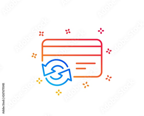 Change credit card line icon. Payment method sign. Gradient design elements. Linear change card icon. Random shapes. Vector