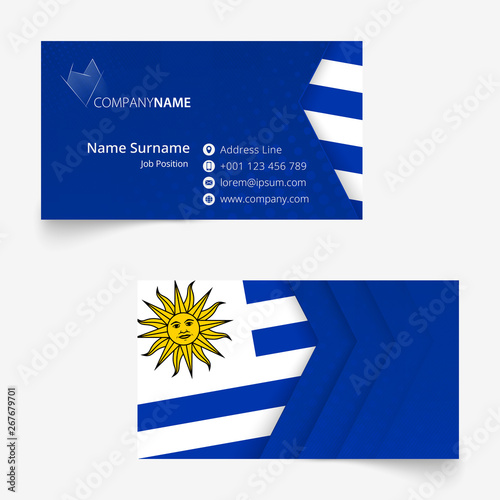 Uruguay Flag Business Card, standard size (90x50 mm) business card template.