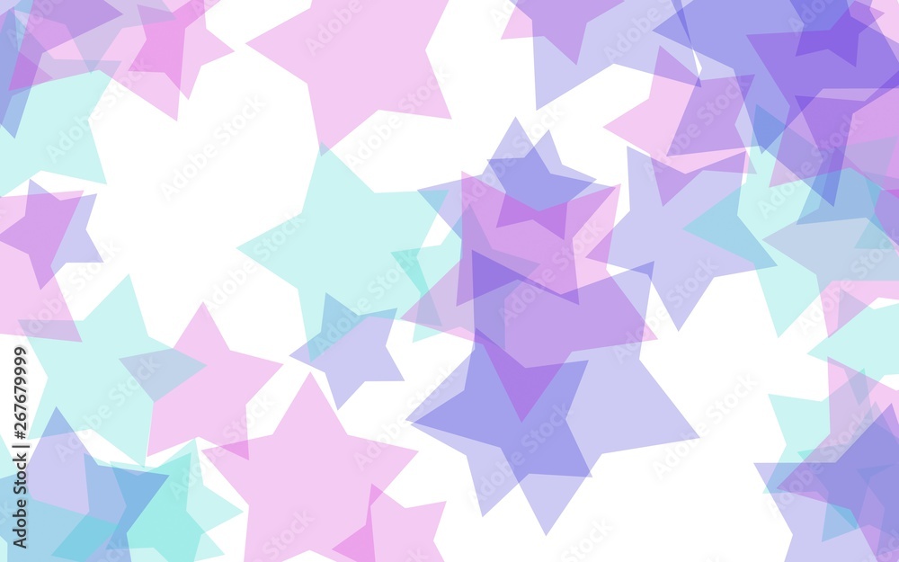 Multicolored translucent stars on a white background. Red tones. 3D illustration Multicolored translucent stars on a white background. Red tones. 3D illustration