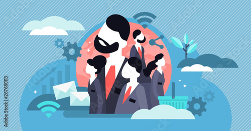 Sales force vector illustration. Flat tiny customer support person concept.