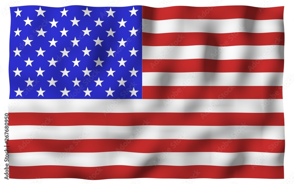 Obraz premium Waving flag of the United States of America. Stars and Stripes. State symbol of the USA. 3D illustration
