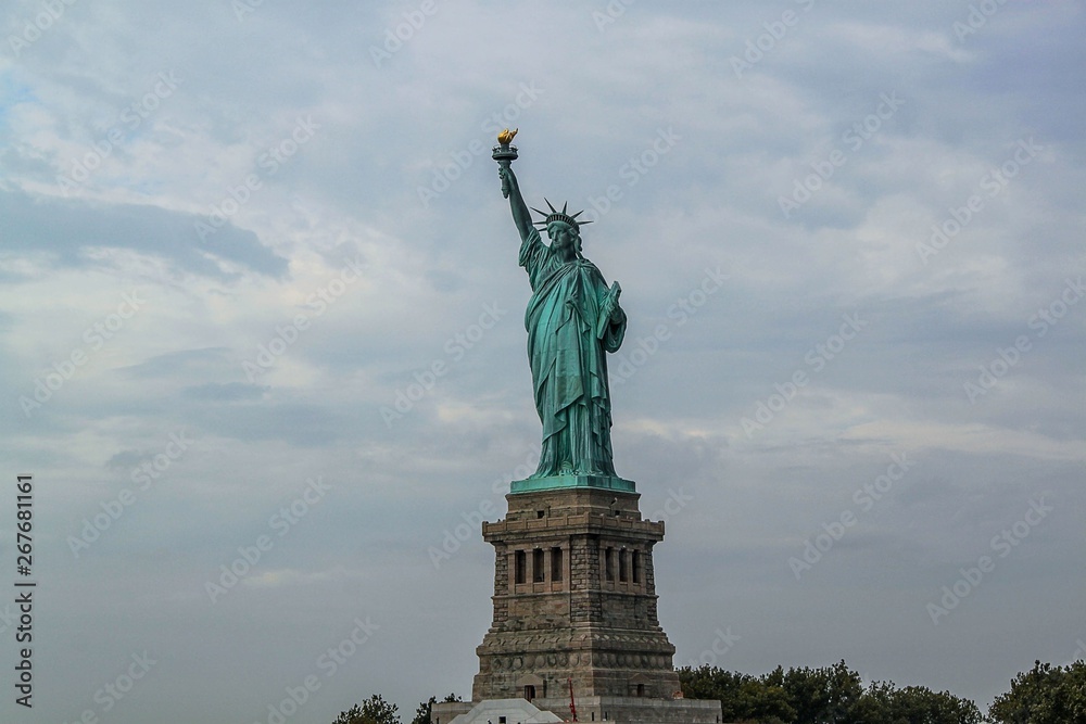 Fototapeta premium Nice view on isolated Statue of Liberty New York. Beautiful backgrounds.