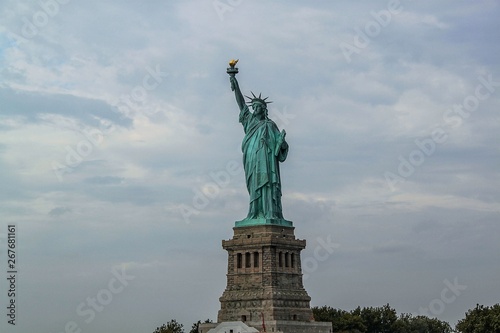 Nice view on isolated Statue of Liberty New York. Beautiful backgrounds.