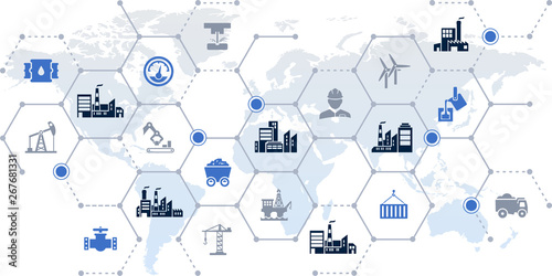 heavy industry icon concept – engineering, oil & construction industry – vector illustration