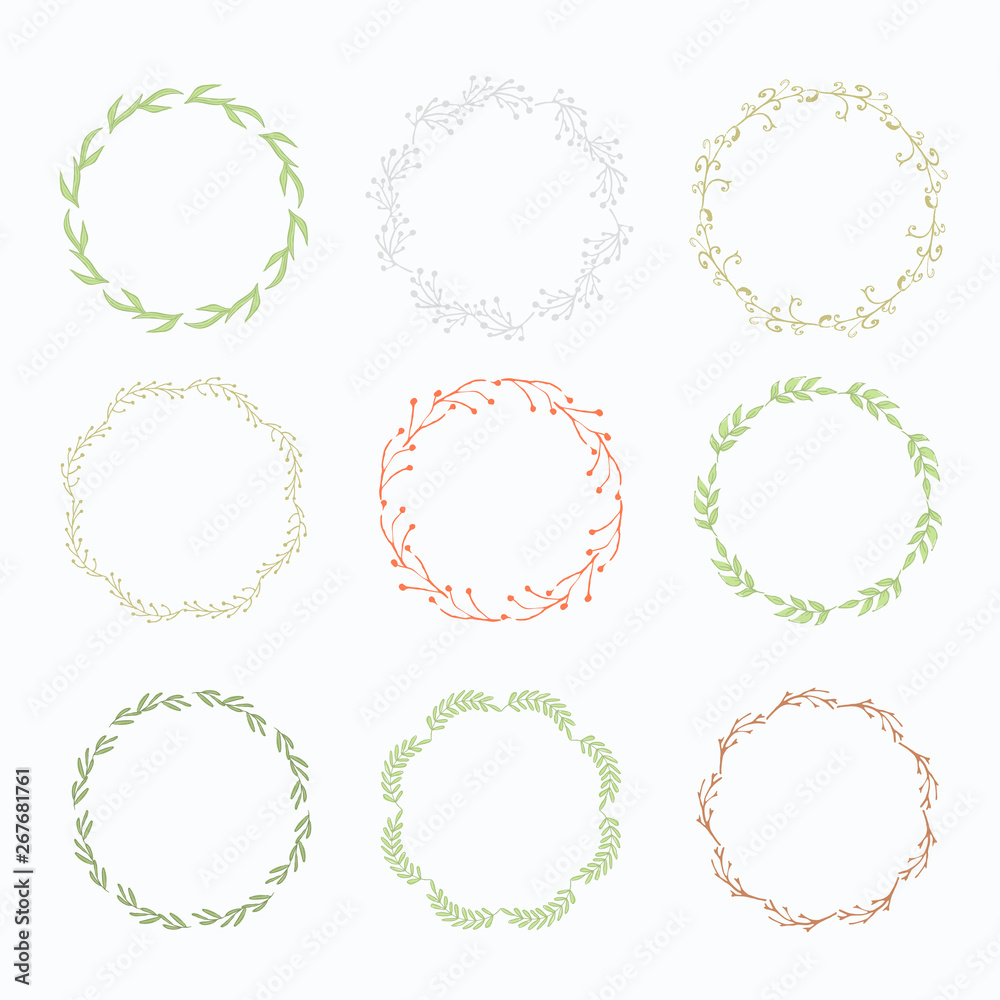 Vector wreath with green leaves isolated on Vector wreath with green leaves isolated on