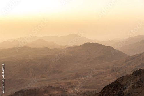 Middle East or Africa  picturesque bare mountain range and a large sandy valley desert landscapes landscape photography