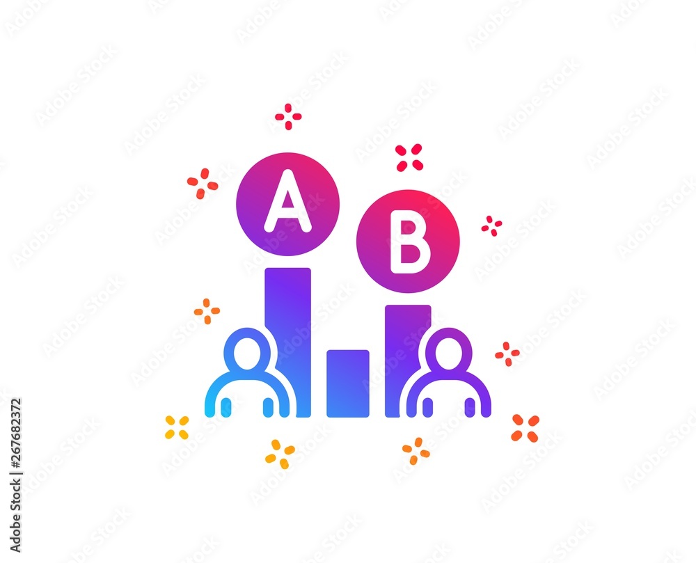 Ab testing icon. Ui test chart sign. Dynamic shapes. Gradient design ab testing icon. Classic style. Vector