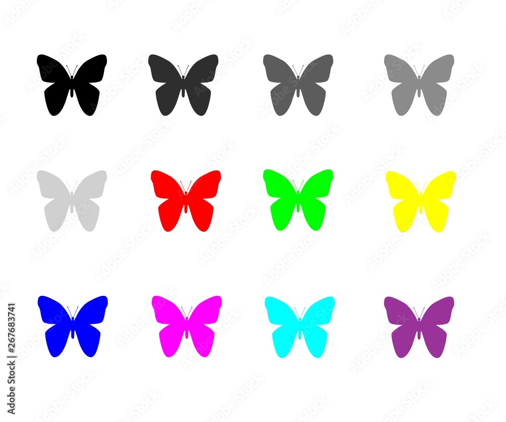 set of colorful butterflies set of colorful butterflies