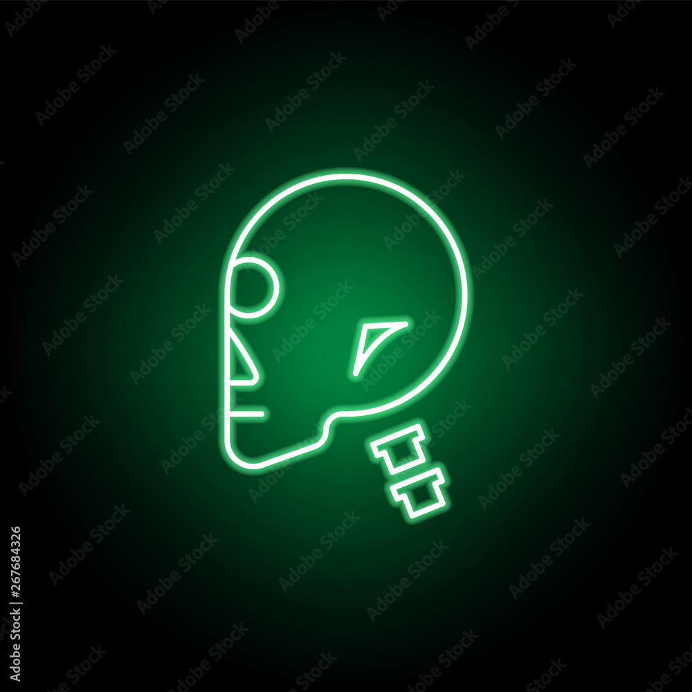 Medical, head icon in neon style. Element of medicine illustration. Signs and symbols icon can be used for web, logo, mobile app, UI, UX Medical, head icon in neon style. Element of medicine illustration. Signs and symbols icon can be used for web, logo, mobile app, UI, UX