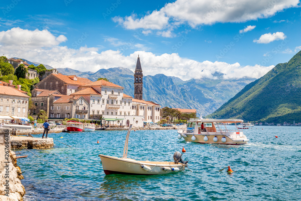 Old town of Perast at Bay of Kotor, Montenegro, Balkans, southern Europe