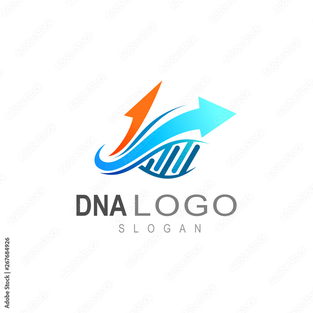 DNA logo, icon of life, arrow and healthcare DNA logo, icon of life, arrow and healthcare