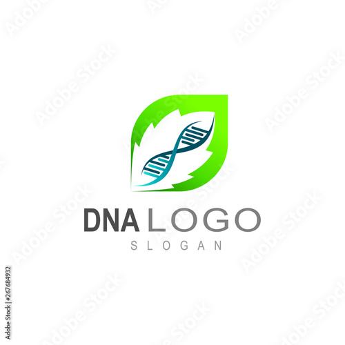 DNA logo  icon of life  leaf and DNA   symbol of care with nature