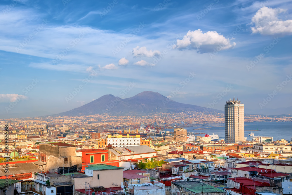 Naples city and Mount Vesuvius, Italy