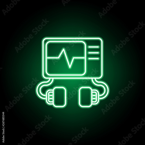 Medical, defibrillator icon in neon style. Element of medicine illustration. Signs and symbols icon can be used for web, logo, mobile app, UI, UX