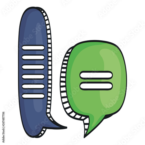 speech bubbles messages with relief drawing